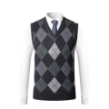 Miniatyrbillede 1 af 5: Yynuda Herre Cashmere Trøje Uldblanding Ærmeløs Strikket V-hals Trøje Dark Grey XL
