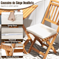 Miniatyrbillede 6 af 6: Have a seat at this costway dining table and two folding chairs for your garden. Made of acacia wood with soft cushions, featuring no armrests and re Naturlig
