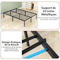 Miniatyrbillede 3 af 4: COSTWAY kingsize-seng 160 x 200 cm, Metal Platform Sengeramme, Base med Jern Lamel Support, Underseng Opbevaring