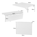 Miniatyrbillede 4 af 4: COSTWAY Foldevægsbord - Sammenklappelige plader 80×60 cm (L x B) - Foyermøbler til Studerende, Lejligheder, Køkken Hvid