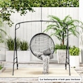 Miniatyrbillede 6 af 6: COSTWAY metalgyngeramme-en struktur-2 installationstilstande-dobbeltstænger-belastning 250 kg-gynge, træskål