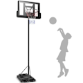 Miniatyrbillede 1 af 4: COSTWAY Basketball Bøjle på stativ Justerbar højde 1,8-3,05M på hjul Mobilfyldt vand/sand Nylonnet Ungdom/voksen Svart