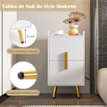 Miniatyrbillede 3 af 4: COSTWAY Natbord med 2 Skuffer, 2 USB-porte og 3 stik, metalben, til soveværelse, stue, 40 x 32 x 60 cm, Hvid Vit
