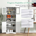 Miniatyrbild 3 av 4: COSTWAY Badrumsstolpe-60 x 30 x 148,5 cm-2 Frostade glasdörrar-2 justerbara hyllor-3 förvaringsfack-Vit