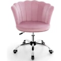 Miniatyrbillede 1 af 4: COSTWAY Velvet drejelig kørestol, kronbladsform - justerbar højde H 74-82 CM Pink Rosa