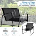Miniatyrbillede 6 af 6: COSTWAY Havemøblement med Lav Bord og 2 Stole, Textilène Stof, Belastning 150KG, 3 PCS Patio Møbler til Gård Terrasse, Sort Svart