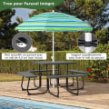 Miniatyrbillede 3 af 4: COSTWAY rundt picnicbord med 4 bænke til 8 personer, parasolhul, campingbord til gårdhave, have, sort