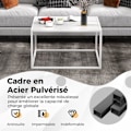Miniatyrbild 3 av 4: COSTWAY Modernt fyrkantigt soffbord, 70 x 70 x 40 CM, med bordsskiva i konstmarmor, vit stålstomme