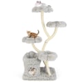 Miniatyrbillede 1 af 6: COSTWAY Multi-niveau Katte træ 165 CM, 4 Polstrede Platforme, Sisal Kradsetræ, 2-i-1 Condo Privat Niche, Grå Grå