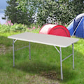 Miniatyrbillede 2 af 4: COSTWAY Bærbart Campingbord Sammenklappeligt Havebord 122 x 61 x 72 CM Hvid Vandtæt plastik Maks. belastning: 150KG