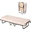 Pikkukuva 1 / 6: COSTWAY kokoontaitettava sänky 80 x 200 cm, ortopedinen muistipatja 10 cm, 4-pyöräinen sängyn runko vieraille, kantavuus 120 kg, beige Ramfärg: Svart | Madrass färg: Beige