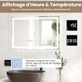 Miniatyrbild 3 av 6: COSTWAY 75 x 50 cm Badrumsspegel 3000-6000k, Minnesfunktion, Tid/Temperatur Display, Touch Switch, IP44