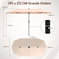 Miniatyrbillede 6 af 6: Rektangulær Have Parasol 392 x 212 x 222 cm - COSTWAY - 108 LED'er - 12 Stærke Spidser til UV-Beskyttelse Beige