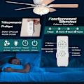 Miniatyrbillede 4 af 4: COSTWAY Loftsventilator med LED lys 132 cm vendbar motor 5 blade, 3 hastigheder, Timer dekoration Retro Style Hvid Vit