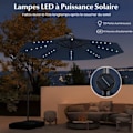 Miniatyrbillede 4 af 6: Parasol aflastet 3M 40 LED - COSTWAY - Krydsbase sandsæk - Polyesterstof UV 20+ Blå - Solpanel 6 Timer Blå