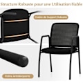 Miniatyrbillede 2 af 6: COSTWAY Sæt med 2 mødelokalestole med ergonomisk meshryg, robuste armlæn og polstret sæde til reception