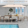 Miniatyrbillede 2 af 6: Rektangulær Have Parasol 392 x 212 x 222 cm - COSTWAY - 108 LED'er - 12 Stærke Spidser til UV-Beskyttelse Beige