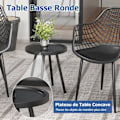 Miniatyrbillede 3 af 6: COSTWAY 3 STK Havebord og stolesæt, PP-plade, metalmøbelsæt til veranda Patio Stue Bistro Svart