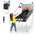 Miniatyrbillede 1 af 6: COSTWAY Basketball Arcade Spil, Foldbar med 2 Kurve, 4 Bolde, Pumpe, Point System, 1 til 4 Spillere, Blå+Hvid