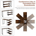 Miniatyrbillede 2 af 4: COSTWAY 360° drejeligt sidebord, udvideligt skrivebord med 2 opbevaringshylder, robust metalstel, 101 x 30 x 72,5 cm kastanj