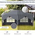 Pikkukuva 3 / 4: Ulkoilmateltta - COSTWAY - 3x6M - UPF50+ auringonsuojapinnoite - 6 irrotettavaa sivuseinää Grå