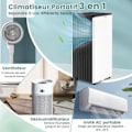 Miniatyrbild 2 av 4: COSTWAY Mobil luftkonditionering 9000BTU 2,64kW R290 APP Klass A Tyst 5 i 1 avfuktare, viloläge, 24h timer LED-skärm Vit + Svart