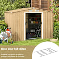 Miniatyrbillede 2 af 6: COSTWAY Havehus i Galvaniseret Metal 9,24 m3 259x196x182 cm - Fundamentbase - Skydedøre, Rampe - Farve Træmønster