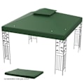 Miniatyrbillede 1 af 4: COSTWAY Udskiftningspavillondug 3m x 3m Polyester dobbeltlagsklud Drænhuller Krog og løkke Fasteners Grøn Mörkgrön