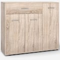 Miniatyrbillede 1 af 4: COSTWAY Buffet i Køkken Skab Opbevaringsmøbel med 1 Skuffe og 3 Døre i MDF 90 x 29 x 82 CM (L x B x H) Naturlig Kommode