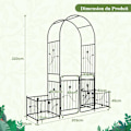 Miniatyrbillede 4 af 4: COSTWAY Havebue for Klatrende Planter H 220cm - Metal Trellis - Låsbar Port - Sideskuffer - 2 Døre