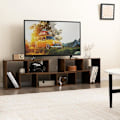 Miniatyrbild 2 av 6: COSTWAY 65" TV-möbel i 3 delar, modulär bokhylla för vardagsrum, sovrum, TV-möbel i trä, 135x30x43cm, brun