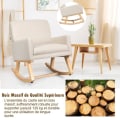 Miniatyrbild 2 av 4: COSTWAY stoppad gungstol, bas i massivt trä, 67 x 87 x 85 cm, maxbelastning 120 kg, modern vilstol, beige Beige