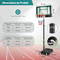 Miniatyrbillede 2 af 4: COSTWAY Basketball Bøjle på hjul - Justerbar Højde 90-210 CM - PE panelstolpe - Vandfyldt, Sand - 3 år + - Grøn