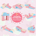 Miniatyrbild 5 av 6: 5PCs Moduler av motorisk skum stora XL COSTWAY - byggklossar med programvara med överdrag för barn 9 månader - 3 år - Rosa Flerfärgad
