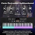 Miniatyrbillede 2 af 6: COSTWAY Digitale Klaver 61 Taster, 300 Rytmer, 300 Timbrer, 50 Demos, 3 Undervisningsmuligheder, LED Skærm, Mikrofon, Notestativ
