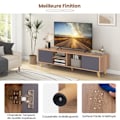 Miniatyrbillede 2 af 4: TV stativ til 65" TV COSTWAY med 3 rum 2 døre, 3 kabelføringshuller, til stue, soveværelse, 152 x 40 x 40 cm Grå