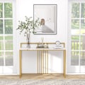 Miniatyrbillede 6 af 6: COSTWAY Marmor Print Console Bord - 120 x 32,5 x 88 CM - Guld Metalramme Moderne skandinavisk stil Gangmøbler Vit + guld