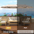 Miniatyrbillede 3 af 6: Rektangulær Have Parasol 392 x 212 x 222 cm - COSTWAY - 108 LED'er - 12 Stærke Spidser til UV-Beskyttelse Beige