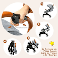 Miniatyrbild 2 av 4: COSTWAY Barnvagn 0-3 år gammal Enhandsfällbar med stång, justerbart ryggstöd-fotstöd, infällbar kapell, Tether Strap Grå Grå, svart och brun