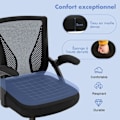 Miniatyrbillede 2 af 4: COSTWAY Ergonomisk kontorstol med foldbare armlæn, 30° vippet ryglæn, justerbart sæde fra 45 til 55 cm Svart