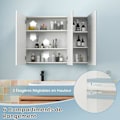 Pikkukuva 5 / 6: COSTWAY kylpyhuonekaappi peilillä ja 3 ovella 90x11x65 (LxLXK) CM WC-säilytysyksikkö seinäpeilillä