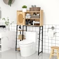 Pikkukuva 1 / 6: COSTWAY WC-yksikkö WC:n päällä, PE-rottinkiovi, avoimet ja säädettävät säilytyshyllyt, 89 x 29 x 139 cm Natur