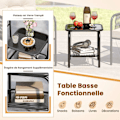 Miniatyrbillede 5 af 6: COSTWAY Glasbord og 2 Havestole, 3-delt Rattan PE Patiosæt med Hynder