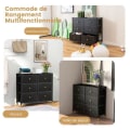 Miniatyrbillede 2 af 4: COSTWAY kommode - 6 foldbare stofskuffer, træhåndtag, metalramme, justerbare fødder - stue, soveværelse