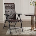 Miniatyrbillede 1 af 4: COSTWAY Foldehavestol i PE Rattan - Højt ryglæn justerbart til 5 positioner, skridsikre fødder, metalstel - brun
