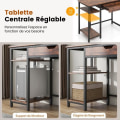 Miniatyrbillede 3 af 4: COSTWAY industrielt computerbord 100 x 50 x 76 cm med skuffe og justerbar hylde, 2 kroge, metalramme, brun