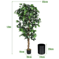 Pikkukuva 4 / 4: COSTWAY tekopuu suuri ficus 180 CM kepeillä sisä-/ulkokoristeluun 1008 lehtiä