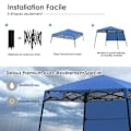 Miniatyrbillede 2 af 4: COSTWAY Sammenklappelig Havepavillon 182 x 182 cm Solbeskyttelse 2 Højder med Halv-væg Side Portable Taske til Fest Blå