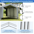 Miniatyrbillede 3 af 4: COSTWAY Carport opbevaringstelt 2,9 x 4,9 x 2,45 m galvaniseret stål lynlåsdør Vandtæt design til SUV, båd