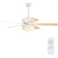 Miniatyrbillede 1 af 4: COSTWAY Loftsventilator med LED lys 132 cm vendbar motor 5 blade, 3 hastigheder, Timer dekoration Retro Style Hvid Vit